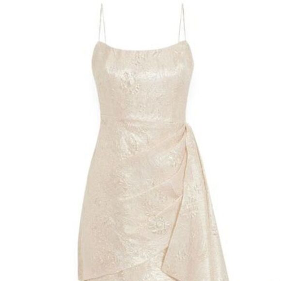 ML Monique Lhuillier Womens Beige Faux Wrap Mini Cocktail Party Dress NWT $495 - Picture 4 of 4